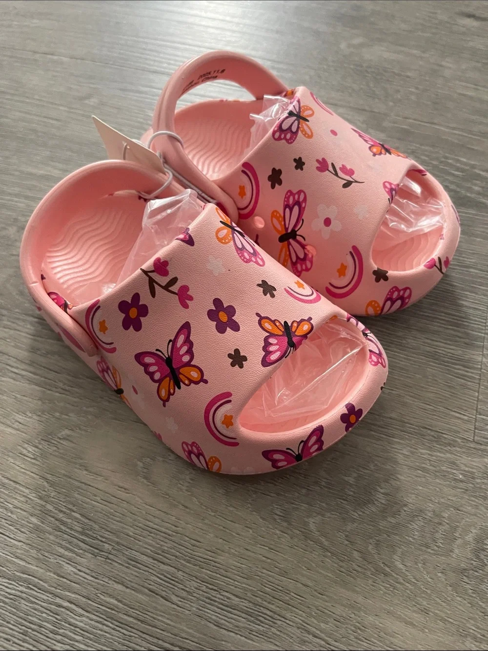 Kids Pink Butterfly Slip-On Sandals